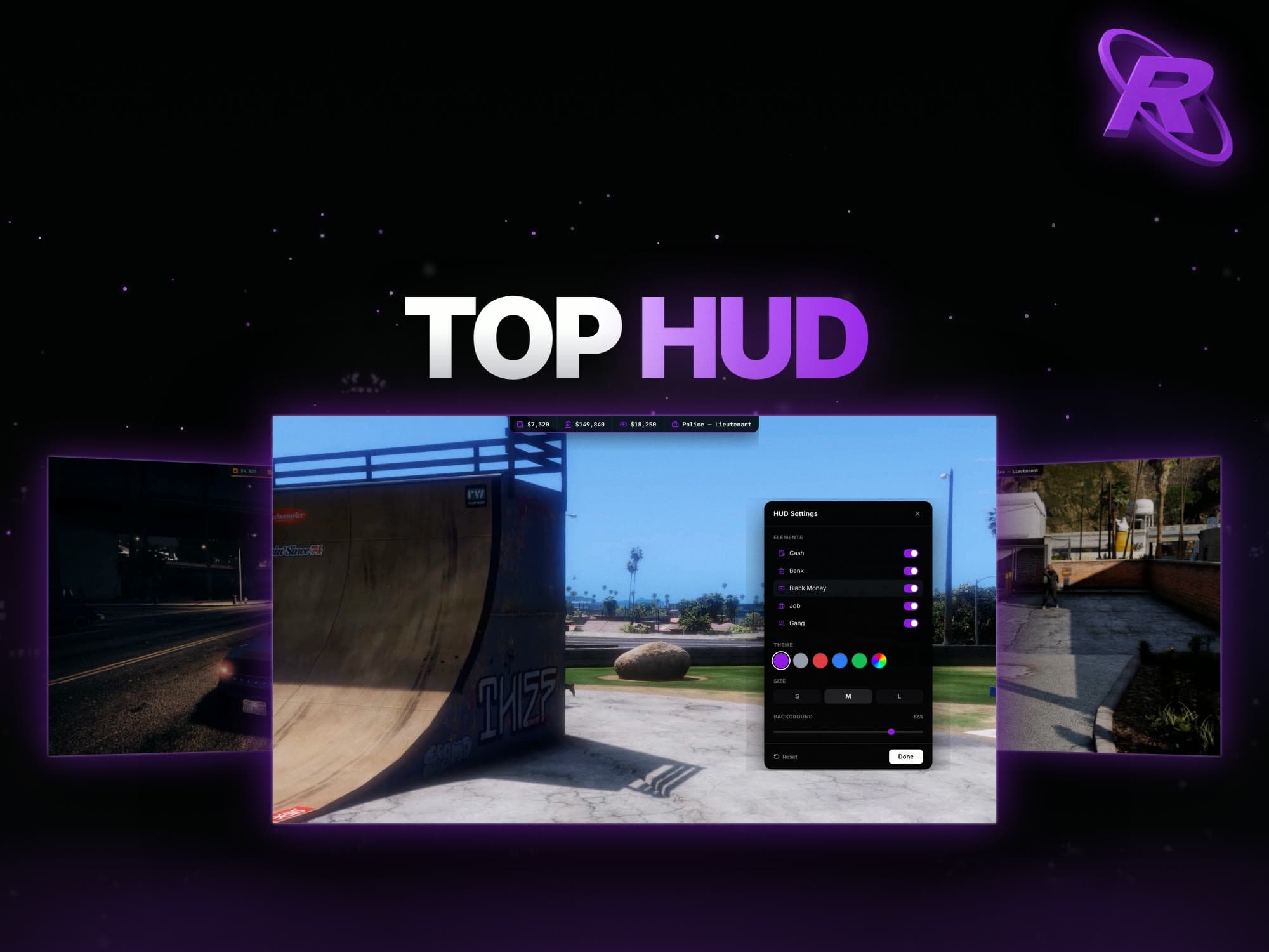 r_tophud: FiveM HUD Script for QBCore, ESX & QBox